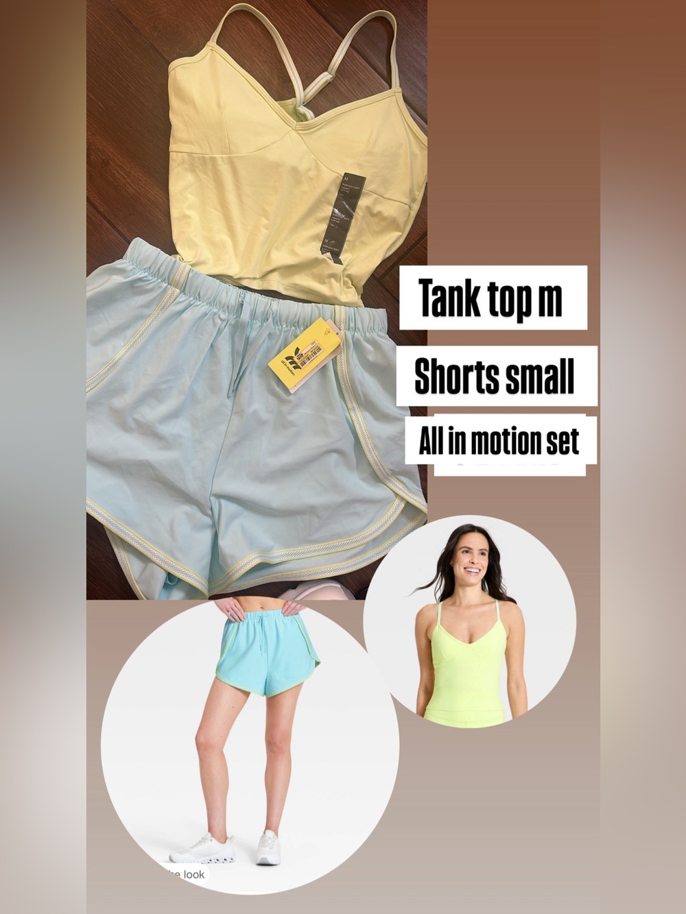 All in motion tank top m , run shorts small